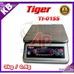 เครื่องชั่งดิจิตอลกันน้ำตั้งโต๊ะ 3Kg ละเอียด 0.5g ยี่ห้อ TIGER รุ่น TW-01SS 