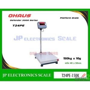 เครื่องชั่ง150kg ค่าละเอียด10g ยี่ห้อ OHAUS รุ่น T24PE ขนาดแท่นชั่ง 40x50cm.