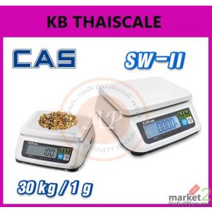 ตาชั่งดิจิตอล พิกัด 30kg ละเอียด 1g ขนาดถาดชั่ง 225x190mm. ยี่ห้อ CAS รุ่น SW-II