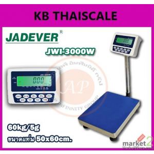 เครื่องชั่งวางพื้น60kg ยี่ห้อ JADEVER รุ่น JWI-3000W ขนาดแท่น 50x60cm.