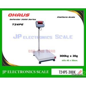 เครื่องชั่งตั้งพื้น300kg ค่าละเอียด20g ยี่ห้อ OHAUS รุ่น T24PE ขนาดแท่นชั่ง 40x5